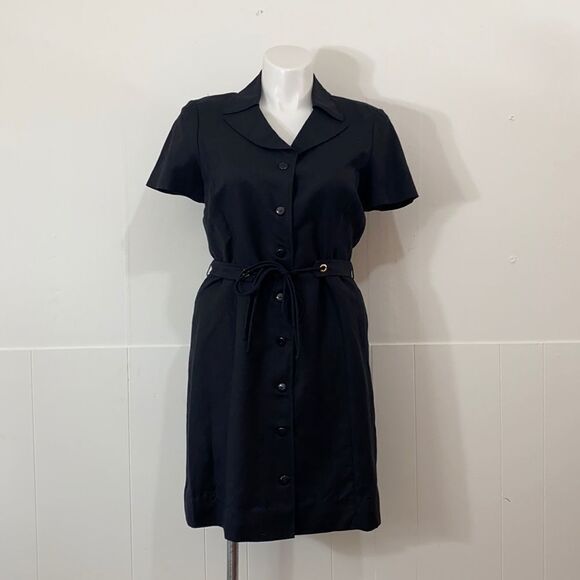 Alex Marie Black Button Front Collared Dress - Picture 1 of 5